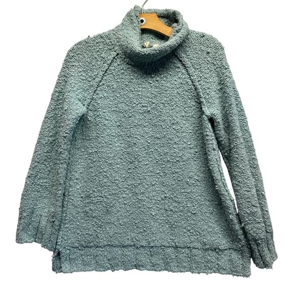 Anthropologie Moth Juliette Raglan Chunky Knit Turtleneck Sweater Mint Boho M - Picture 1 of 7
